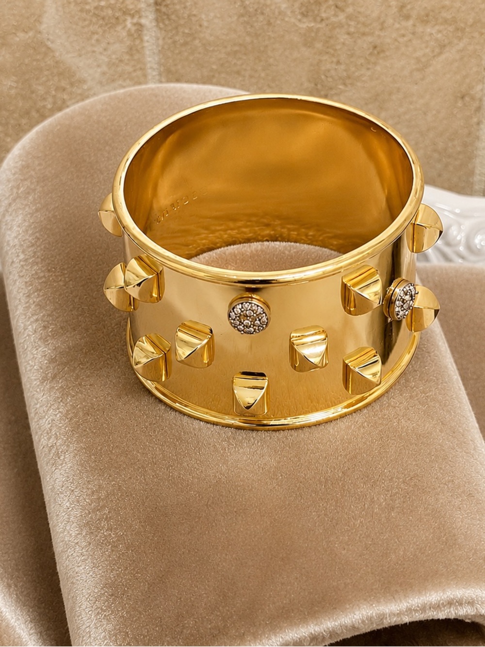 Vince Camuto Gold Tone Studded Cuff Bracelet